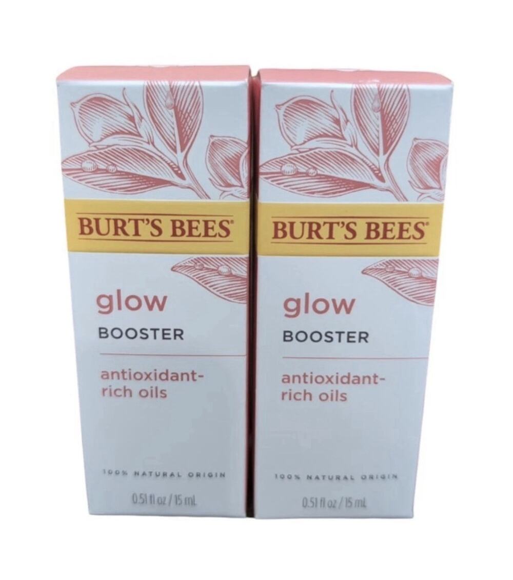 2 Pack Burt's Bees Glow Booster Face Serum with Antioxidant-Rich Oils 0.51 Fl Oz